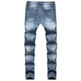 thumbnail image 4 of jsaierl Men's Ripped Jeans Distressed Straight Stretch Skinny Slim Fit Broken Vintage Casual Washed Denim Pants Trousers, 4 of 8