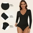 thumbnail image 4 of COMFREE Jumpsuit for Women Sexy Cross V-neck Bodysuit Long Sleeve Tops Basic Solid Bodysuit Fashion Soft Jumpsuit, 4 of 8