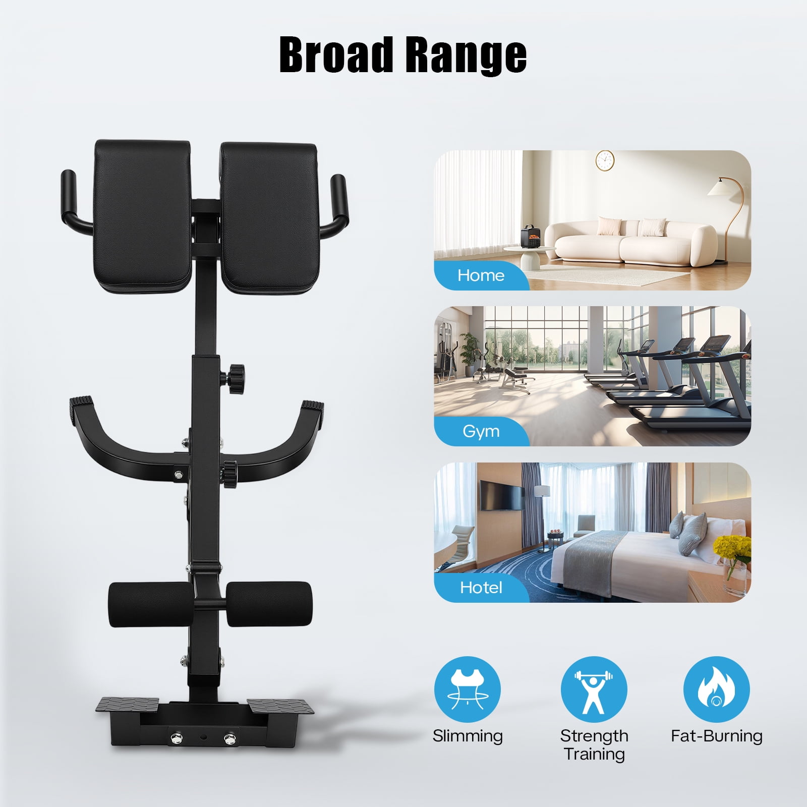 Miumaeov Back Extension Roman Chair, AB Machine Adjustable Lengths & Angles Sit up Bench,Multi-Functional Bench for Full All-in-One Body Workout