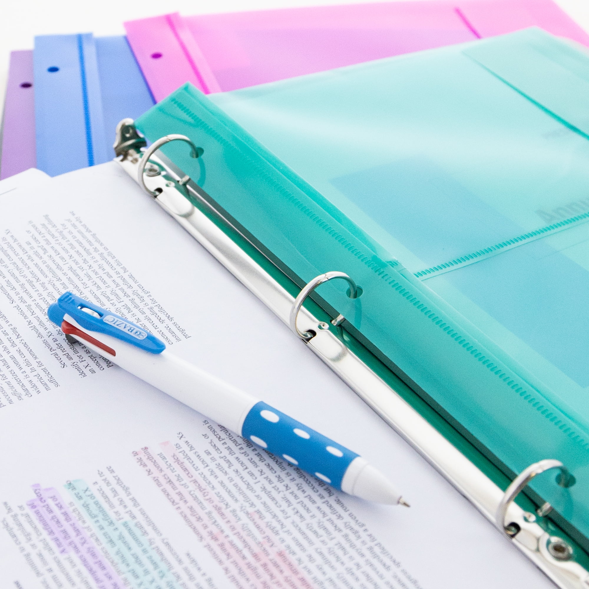 BAZIC Poly Envelope Binder Pocket Folder, 3 Hole Punched, Clear Letter A4 Size Document Folder (5/Pack), 2-Packs