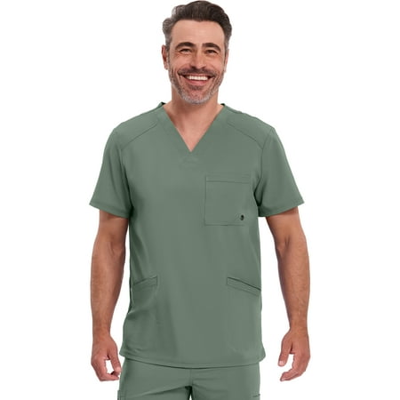 Infinity Cherokee V- Neck Men's Scrub Top with Rib Knit Back Panels with 3 Pockets and 360 Stretch - CK900A