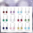 thumbnail image 4 of CACA LADY Women's Gemstone Drop Earrings 925 Sterling Silver Round Lever Earrings Birthstone Jewelry Gifts For Women, 4 of 5