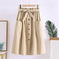 thumbnail image 2 of Women's High Waist Pleated Midi Skirt - A-Line with Pockets, Brocade Material for Work & Casual Occasions, 2 of 3