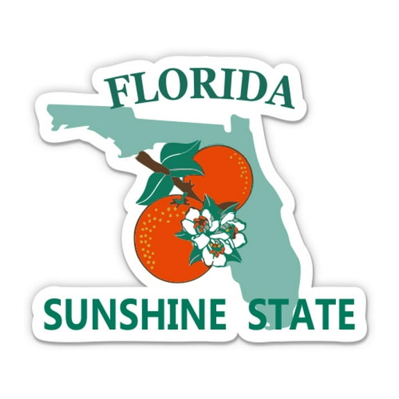 Florida Sunshine State License Plate Style - 3" Vinyl Sticker - For Car Laptop Water Bottle Phone - Waterproof Decal