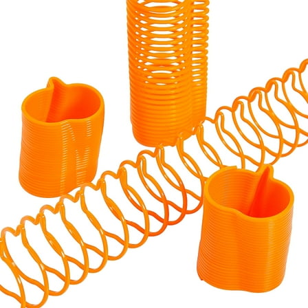 Fun Express 1 1/2" Mini Pumpkin-Shaped Orange Plastic Magic Springs - 12 Piece