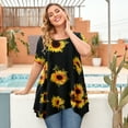 thumbnail image 3 of VEPKUL Womens Plus Size Womens Tunic Tops Crewneck Short Sleeve Shirt Floral Blouses Tunic Tops SunFlower 3X, 3 of 8