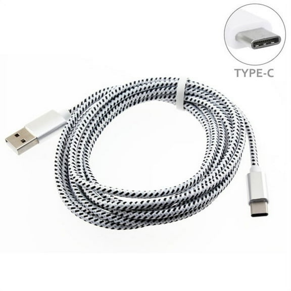 Verizon Samsung Galaxy S9 White Braided 10ft Long Type-C Cable Rapid Charge USB Wire Sync X3P