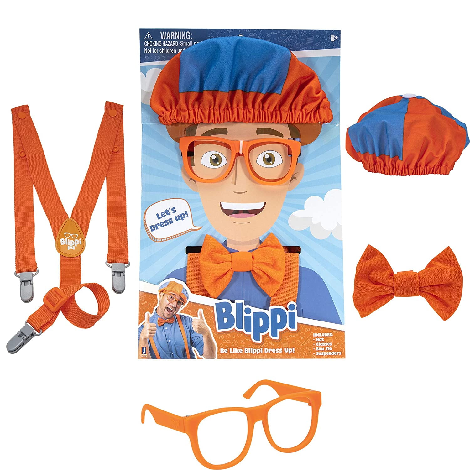 Blippi Dress Up Set - Includes Hat, Glasses, Bowtie and Suspenders ...