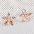 thumbnail image 3 of Jiaroswwei 1 Pair Stud Earrings Flower Shape Colored Rhinestones Jewelry Korean Style Sparkling Ear Studs for Daily Wear, 3 of 8