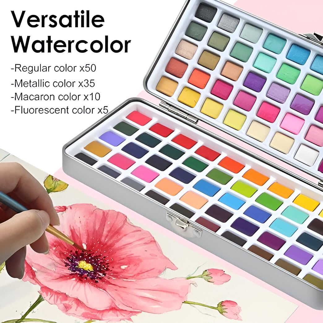 ASOVNXF 100 Colors Watercolor Paint Set with Carrying Case photo 2