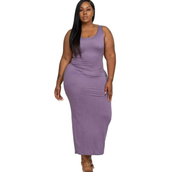 Plus Size Solid Basic Maxi Dress