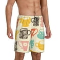 thumbnail image 2 of Pofeuu Vintage Cup Print Men's Soft Woven Elastic Waistband Sleep Pajama Short-3X-Large, 2 of 6