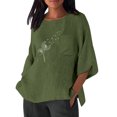 thumbnail image 2 of Birdeem Blouse pour Femmes Mode Été Décontractée Chemise Imprimée avec Poche Col Rond Haut Ample, 2 of 12