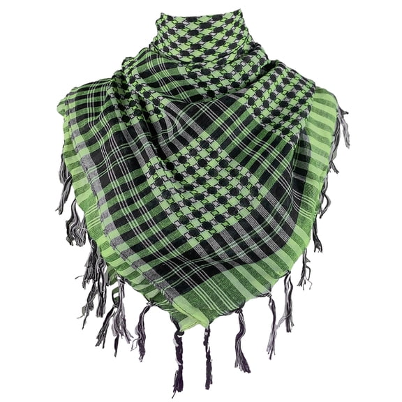Colorblock Houndstooth Shemagh Scarf with Tassels Keffiyeh Neckerchief Head Wrap