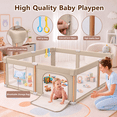 thumbnail image 3 of 71"x59" Foldable Baby Playpen with Mat,Play Yards for Toddlers,Baby Fence with Breathable Mesh,Anti-Fall Pads,Storage Bag,2 Pull up Rings,Khaki, 3 of 10