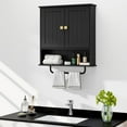 thumbnail image 6 of Bathroom Cabinet Wall Mounted Medicine Cabinets with Towels Bar, Over The Toilet Storage Cabinet with 2 Doors and Adjustable Shelf, White Wall Cabinet for Bathroom Laundry Kitchen, 6 of 15