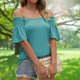 thumbnail image 3 of Camisa de viaje para mujer camiseta informal con cuello en V a la moda para ir de compras (verde oscuro S) FLhrweasw Para estrenar, 3 of 6