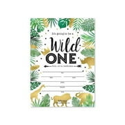 25 Jungle Gold Animals Kids Party Invitations