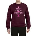 thumbnail image 2 of Keep Calm and Fight On Breast Cancer Awareness Unisex Crewneck Graphic Sweatshirt, Maroon, Small, 2 of 3