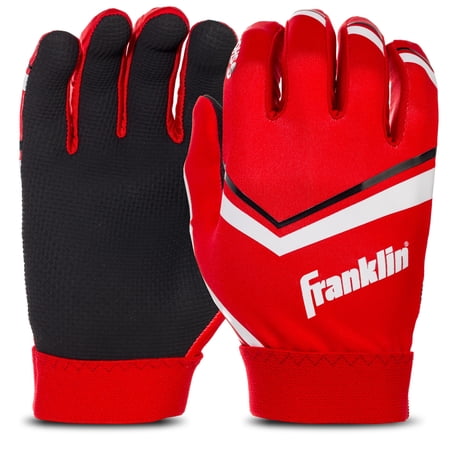 Franklin Sports Youth Football Receiver Gloves - Shoktak Youth Gloves - Kids Football Gloves - High Grip Football Gloves - Red - Youth Small