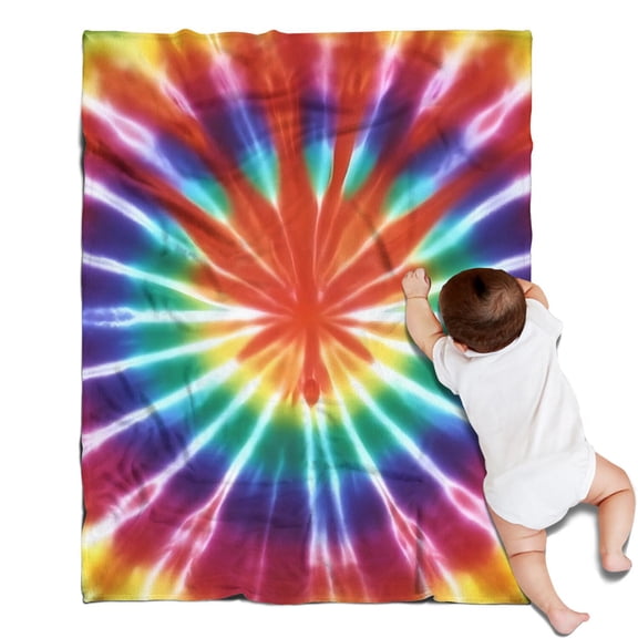 Colorful Rainbow Tie Dye Spiral Pattern Blanket,Comfortable Soft Flannel Throw Blanket,All Season,Warm Lightweight Blankets for Sofa Bed Couch Living Room Chair,30"x40"