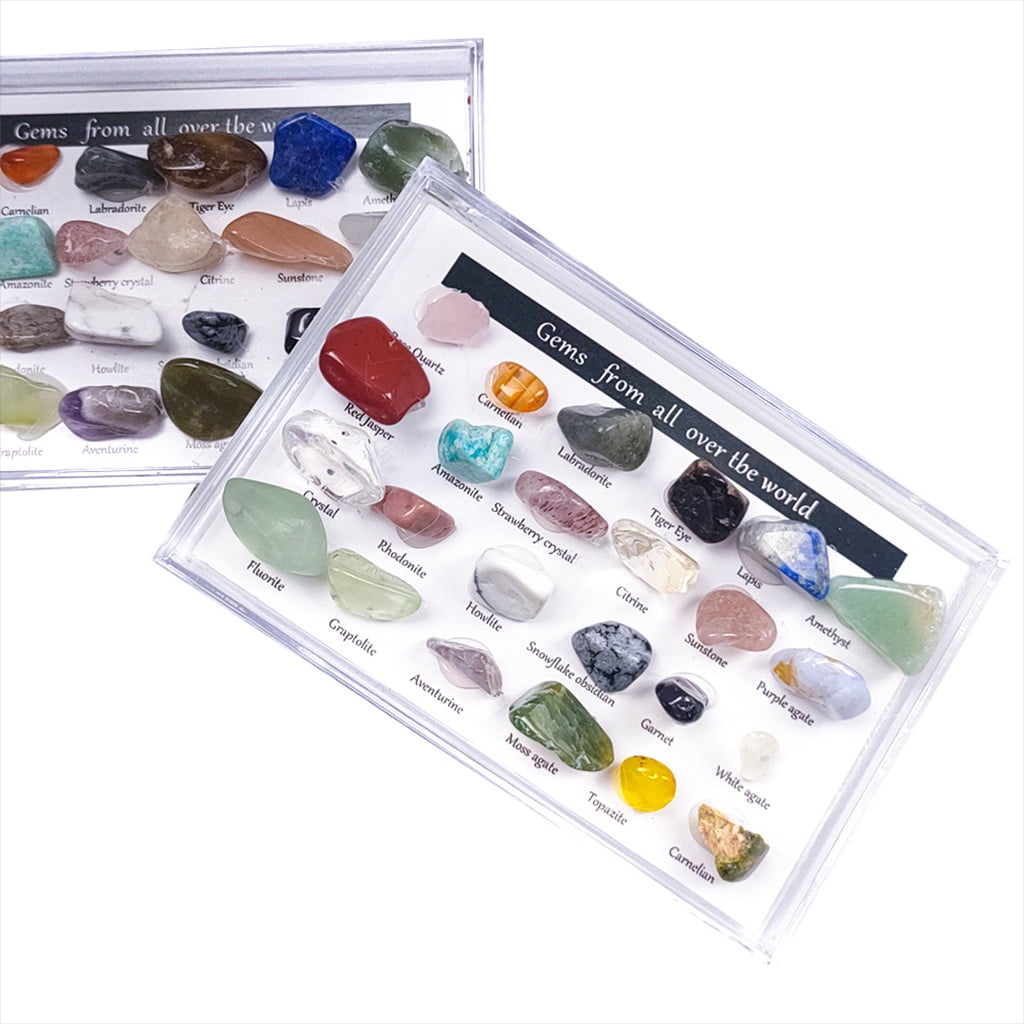 24pcs Healing Crystals Chakra Stones Colorful Gems Ore Specimens Polished Stone 