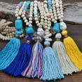 thumbnail image 4 of Collar Decorativo de suéter Qarigey para Mujeres y Hombres con Borla y cuentas color beige, 4 of 6