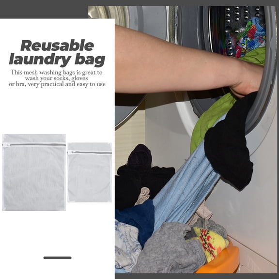 OULII 8Pcs White Mesh Washing Bags Polyester for Protecting Underwear Bras Laundry