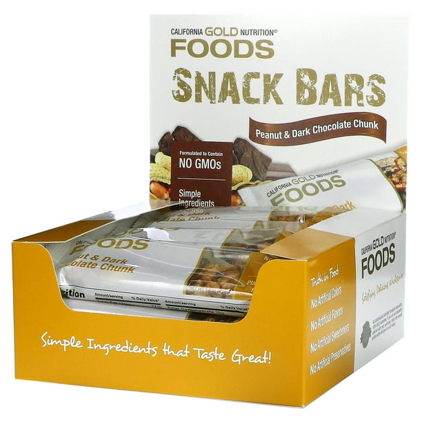 Foods Peanut Dark Chocolate Chunk Bars 12 Bars 1 4 Oz 40 G Each California Gold Nutrition Walmart Com