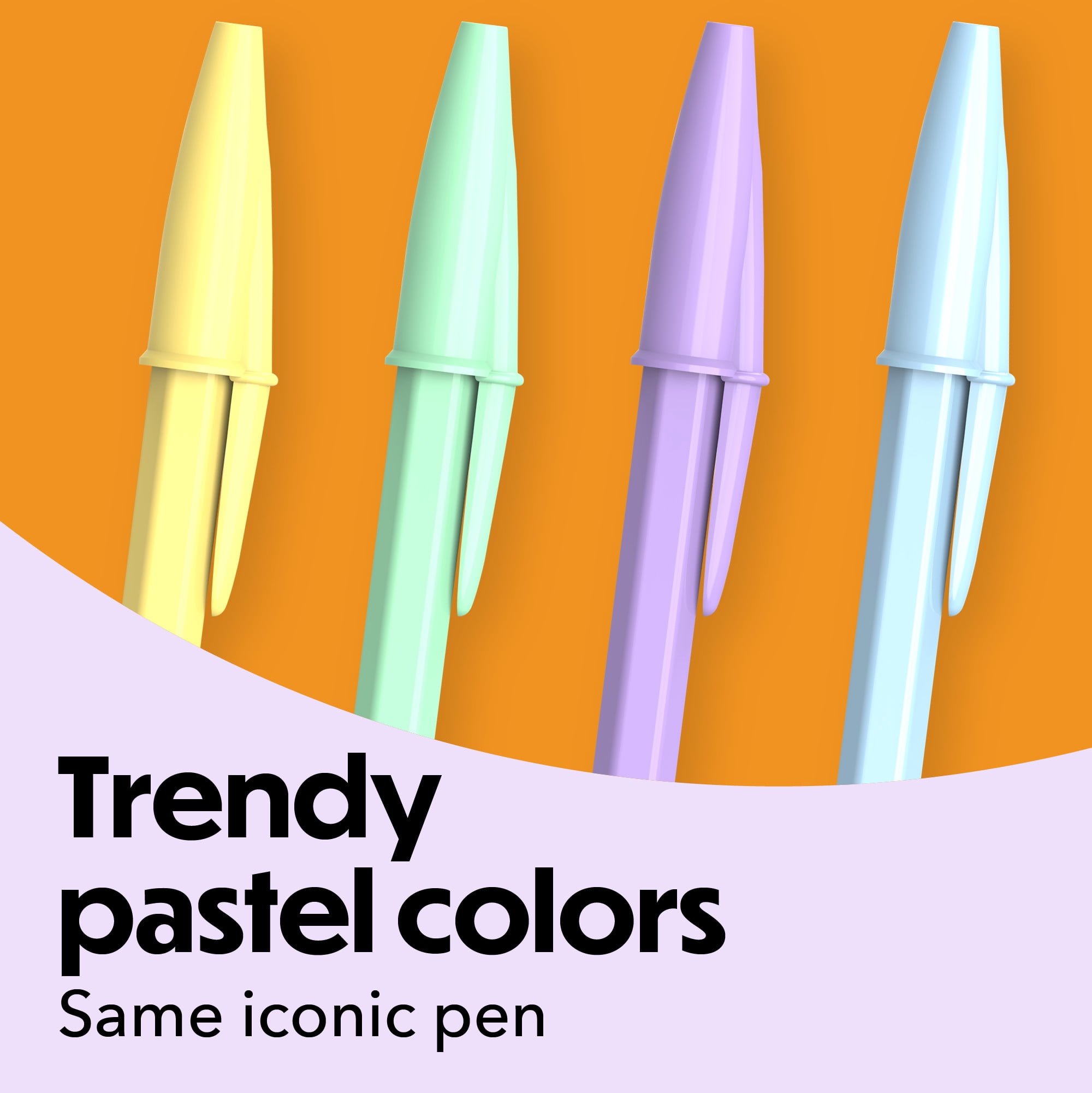 BIC Cristal Pastel Ballpoint Pens, Black Ink, Pastel Colored Barrels, 24-Count Pack