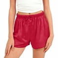 thumbnail image 2 of Amidoa Solid Color Girl Shorts Elastic Waist Cotton Casual Summer Shorts,Wine,7-8Years, 2 of 7