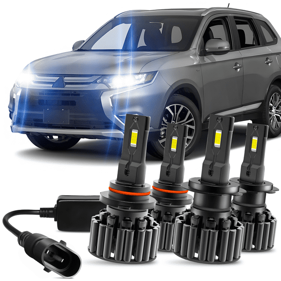 For 2014-2016 Mitsubishi Outlander LED Headlight Bulb 9005 High Beam H7 Low Beam Lamp 4Pack