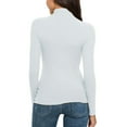 thumbnail image 5 of YEJIMAN White Womens Shirts, Polyester,Spandex Cute T Shirts, Women Casual Solid Long Sleeve Mock Turtleneck Blouse Tops Slim Fit Stretchy Layer Tee Shirts, 5 of 7