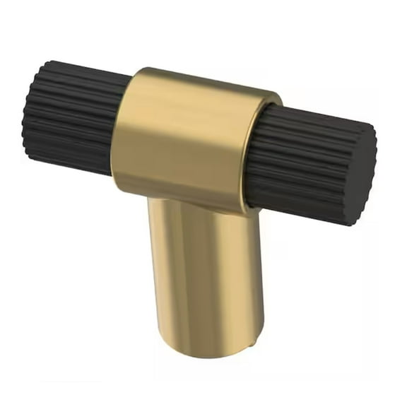Liberty P48654C-370 1 1/4" Fluted Cabinet T-Knob Modern Gold/ Matte Black