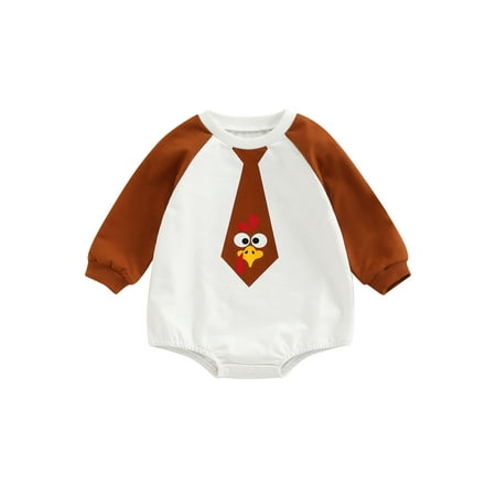 

Baby Girl Boys Thanksgiving Day Cartoon Print Loose Short Romper