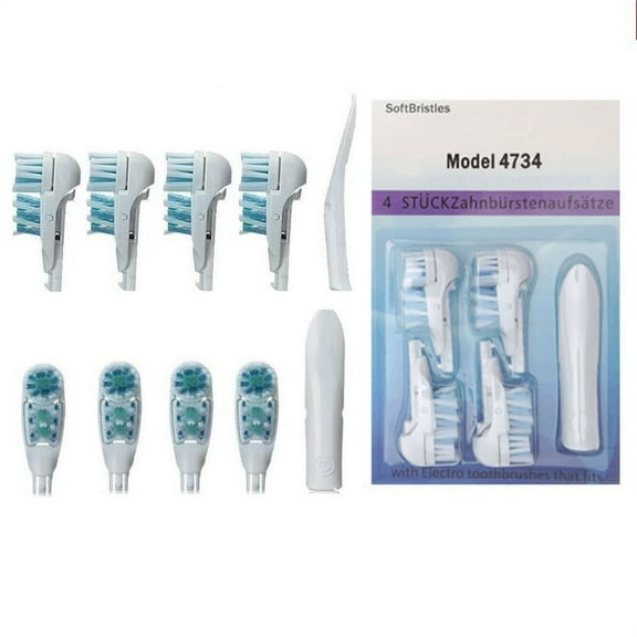 PySona Spinbrush Refills Round Soft Electric Toothbrush Replacement Heads, 4 Pack