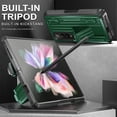 thumbnail image 4 of ELEHOLD Rugged Phone Case for Samsung Galaxy Z Fold 3 Built-in Screen Protector Hidden Kickstand Pen Slot Heavy Duty Shockproof Armored Case Support Wireless Charging for Samsung Z Fold 3,Armygreen, 4 of 8