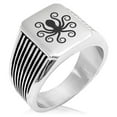 thumbnail image 1 of Stainless Steel Legendary Kraken Needle Stripe Pattern Biker Style Polished Ring, 1 of 1