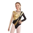 thumbnail image 2 of Alvivi Gymnastic Leotard for Girls Long Sleeve Metallic Rhinestone Ballet Dance Skating Leotard Bodysuit Gold 8, 2 of 7