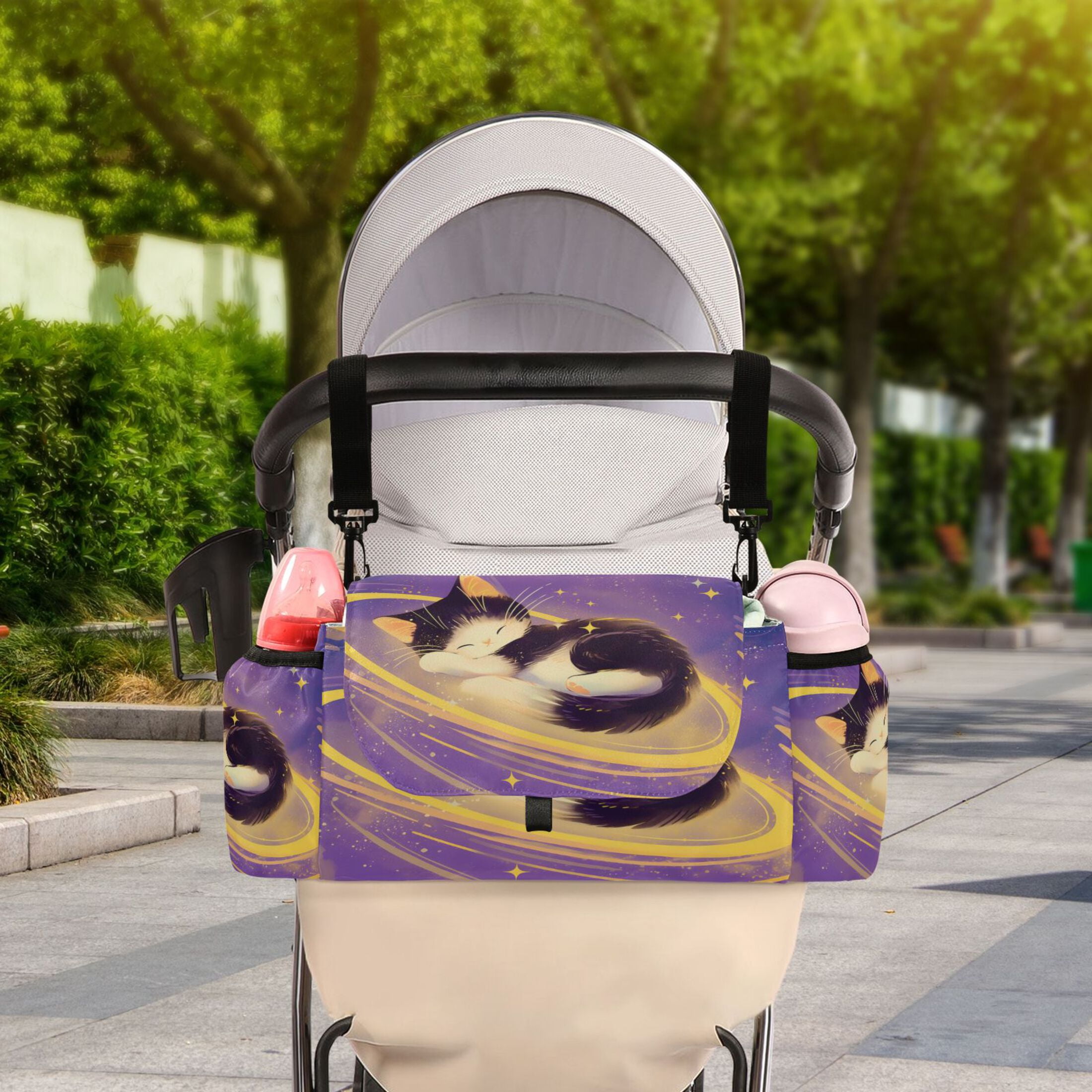 DIXRUYEE Stroller Organizer Cosmic Cat Printed