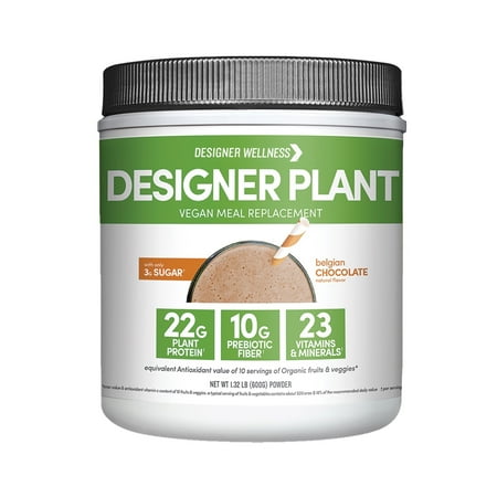 Designer Protein Essential 10 100% Plant Based Protein Powder, Belgian Chocolate, 22g Protein, 1.32 Lb