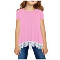 thumbnail image 2 of Girls Shirts Size 14-16 Knot Tunic Button Short Girls Sleeve TShirt Casual Tops Front Blouse Tee Kids Girls Tops,C03-Pink,130, 2 of 4