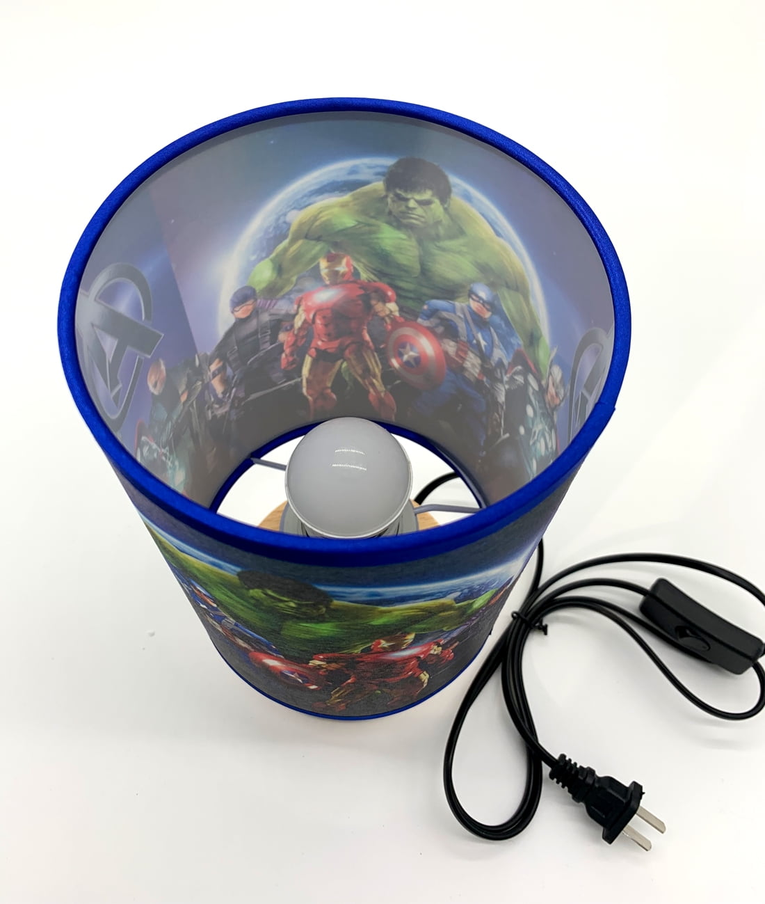 Avengers Table Lamp Night Light Wood Base Room Decoration or Great Gift Ideas