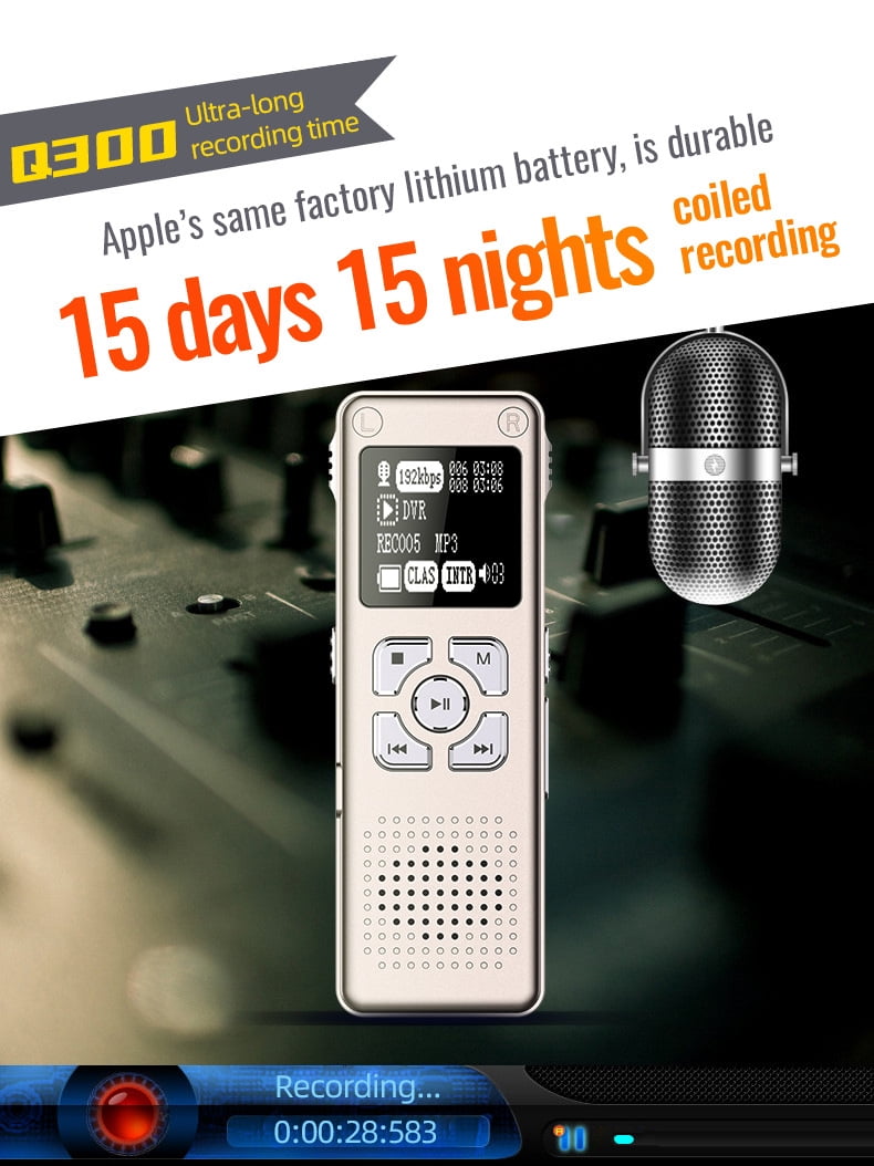 CJBZLCPCOO Q300 classic voice recorder high definition noise reduction intelligent MP3 voice to text recording