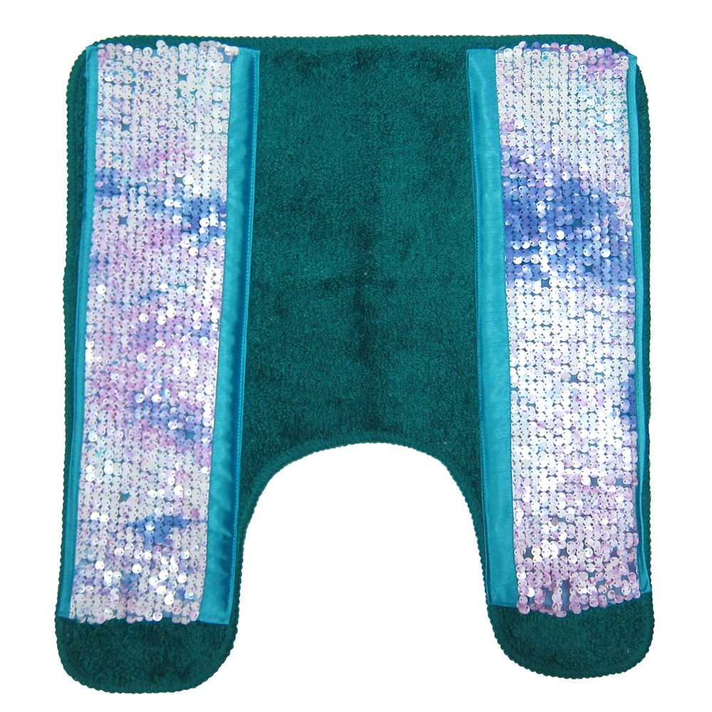 Tammi Sequins Contour Bath Rug Aqua Blue 20x23