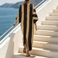 thumbnail image 3 of Dresses for Women V Neck Striped Caftan Maxi Dresses Casual Vacation Style Lightweight Breathable Oversized Loose Fit Summer Dresses, 3 of 8