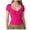65Hot Pink393, variant on Women's Summer T Shirts With Knotted Front Crop Tees Double Lined Short Sleeve Square Collar Fitted T-Shirt Soft Top L
