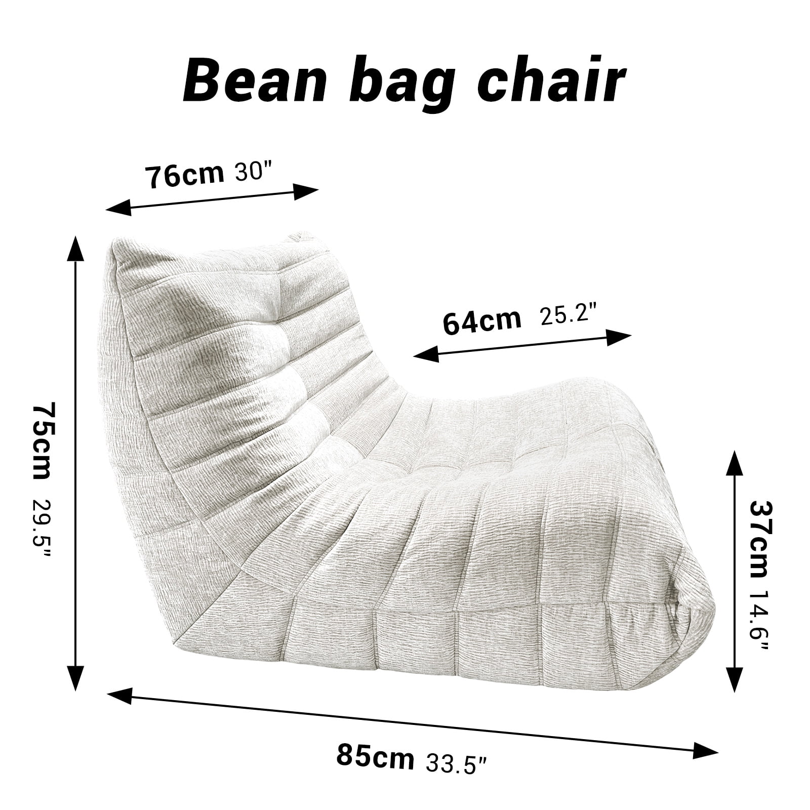 Kingrest Ultra-Comfortable Memory Foam Bean Bag Chair with Removable Washable Cover, Single Person Lounger Sofa for Adults, Perfect for Living Room, Bedroom, Dorm & Small Spaces