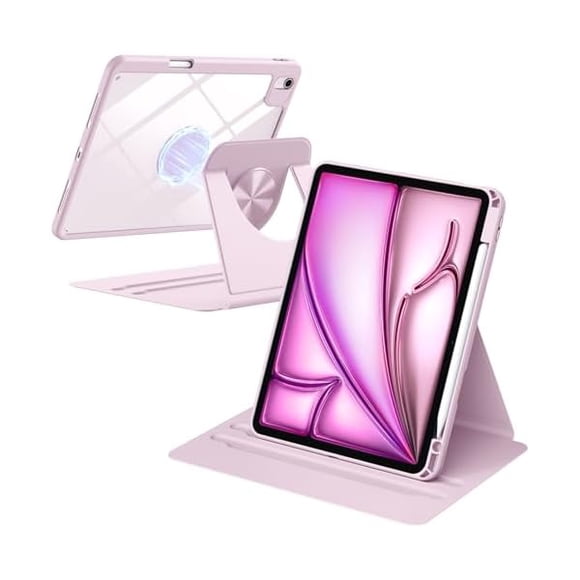xixishop for iPad Air 11 inch Case (M4/M3/M2) & Air 5th/4th Generation Case 10.9 inch, for iPad Pro 11 inch 4/3/2/1 Gen,360° Rotating Cover,Detachable Magnetic Back,Pencil Holder,Auto Sleep/Wake,Pink