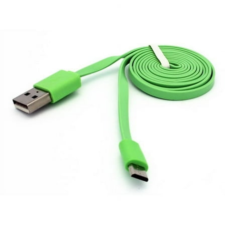 3ft USB Cable for Motorola Moto e6 Phone - MicroUSB Charger Cord Power Wire Sync Flat Green Fast Charge L9R